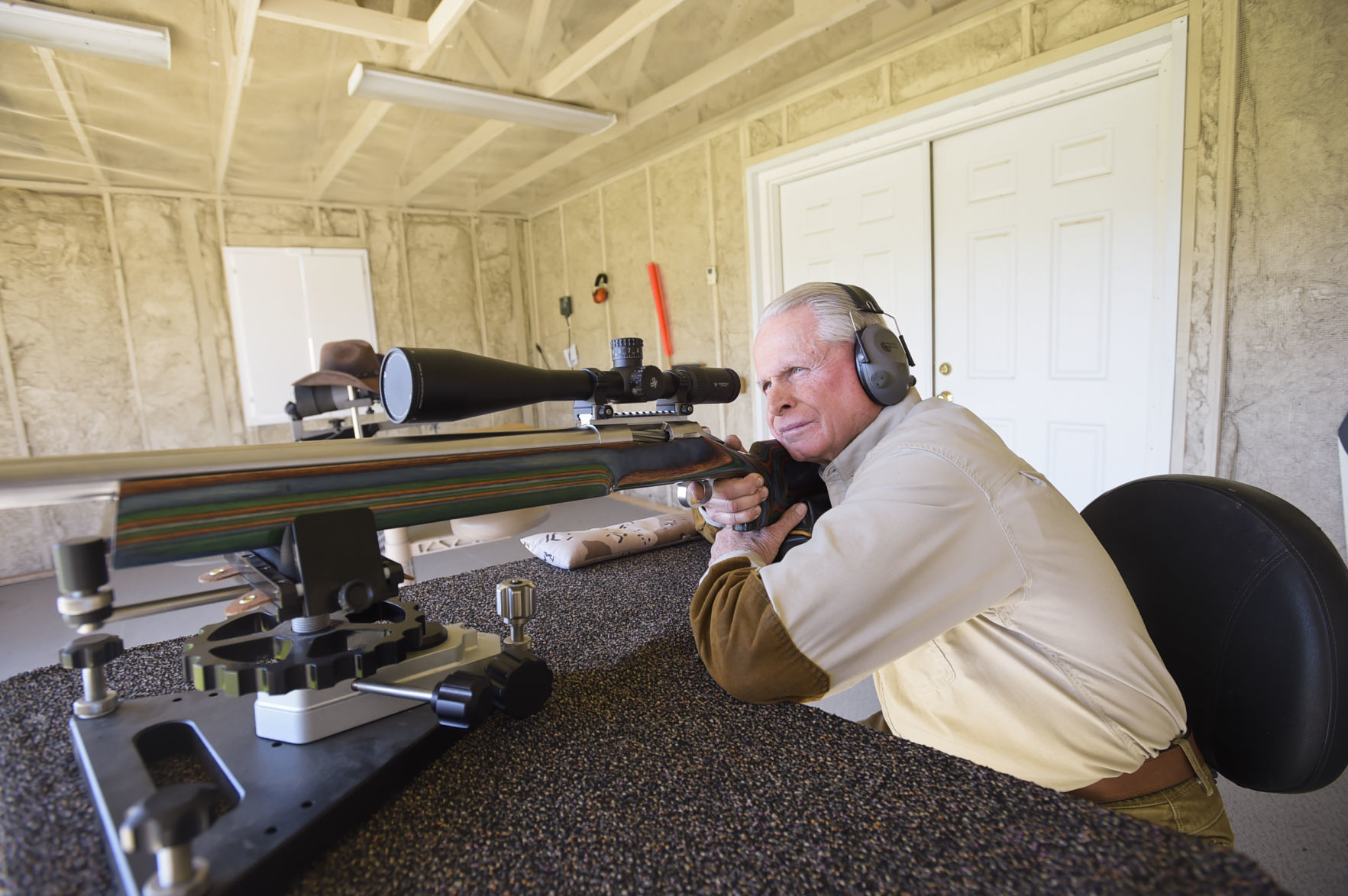 A favorite pass time of Zinn's is shooting at his rifle range